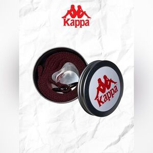 Kappa Burgundy D Ring Web Belt in Metal Tin
